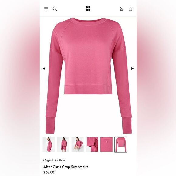 Sweaty Betty after class cropped sweatshirt Pink Size 8 (M) - Picture 3 of 9